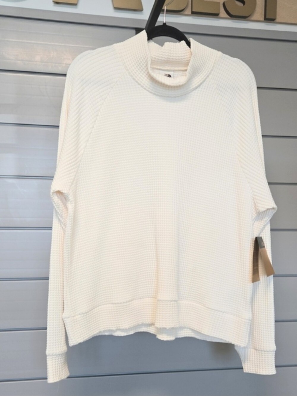 The North Face Women's Cream Waffle-Knit Mock Neck Sweater